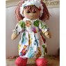 Powell Craft Rag Doll with Cat Print Dress