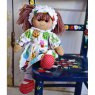 Powell Craft Rag Doll with Cat Print Dress