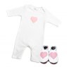 Inch Blue Pink Heart Babygrow & Shoes Gift Set