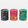 Sara Miller Giraffe, Parrot & Toucan Round Tin Caddies Set of 3