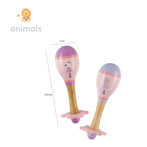 Orange Tree Pink Mouse & Cat Maraca Set