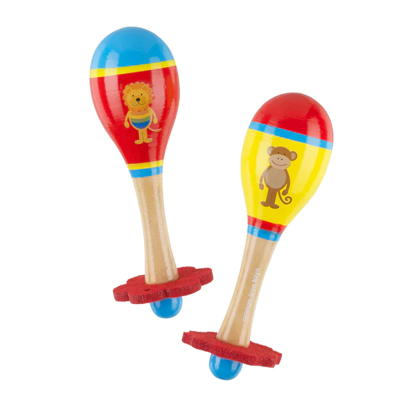 Orange Tree Lion & Monkey Maraca Set